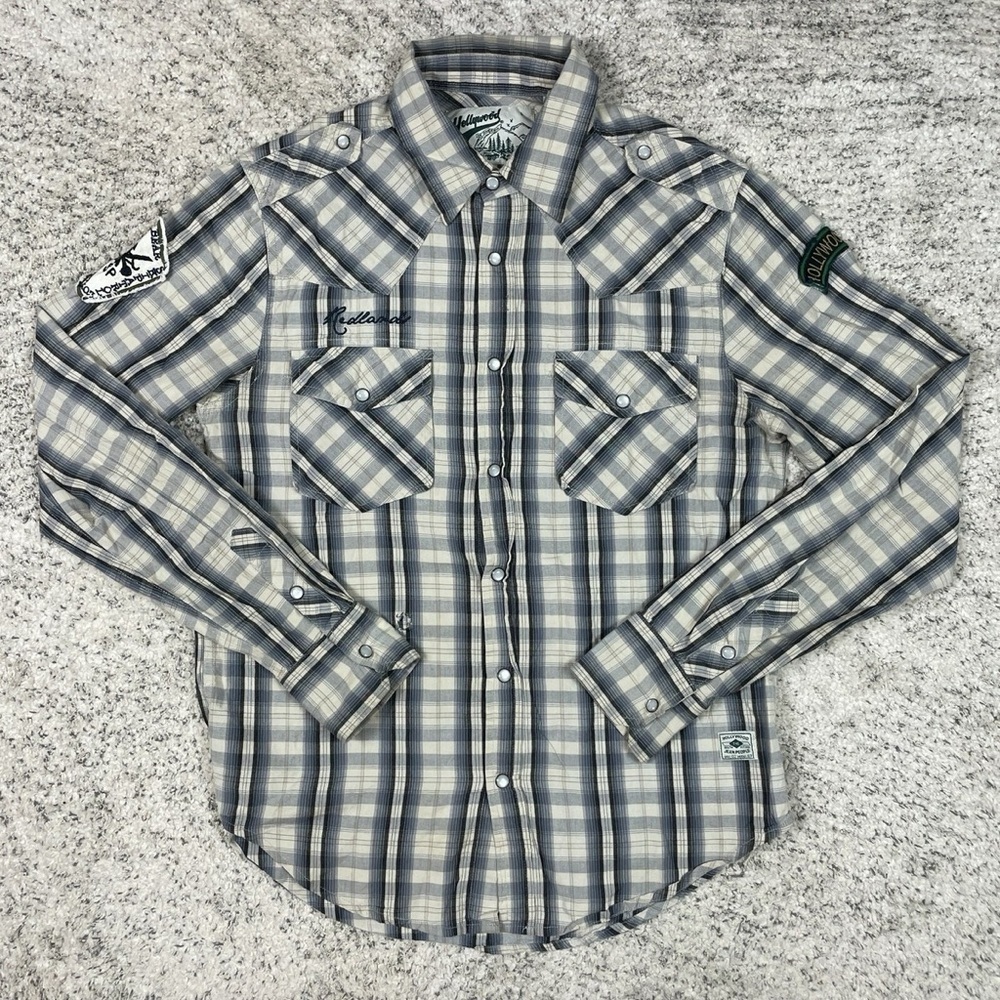 Hollywood Trailwear Black and Gray Plaid Casual Shirt